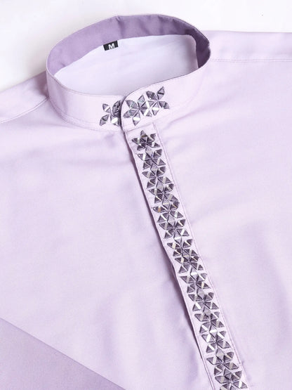 Hellviolettes Kurta mit Farbverlauf, echter Spiegelarbeit und Dupatta