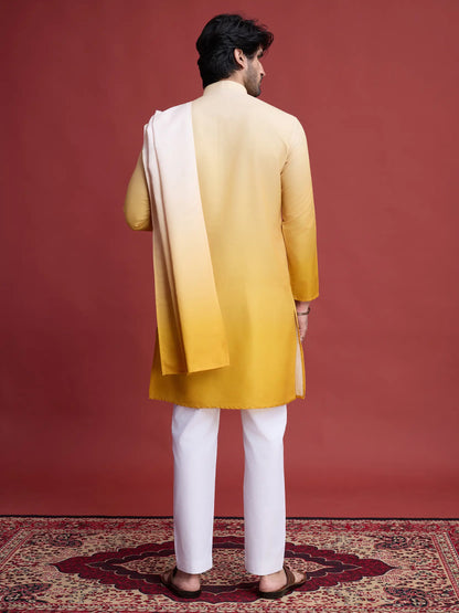 Gelbes Kurta mit Spiegelstickerei und Dupatta