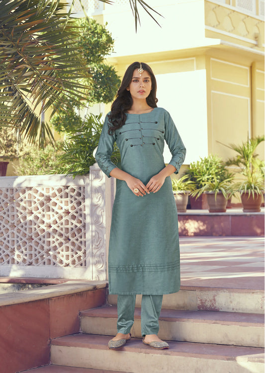 Wunderschönes langes Kurta aus Seide in Schwarz und Bronze