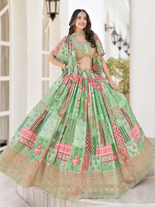 Eleganter rosa-grauer Braut-Lehenga mit Zarkan-Stickerei und Pailletten