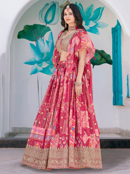 Eleganter rosa-grauer Braut-Lehenga mit Zarkan-Stickerei und Pailletten