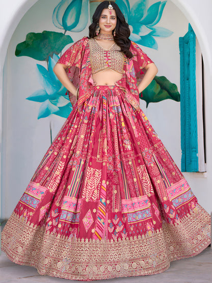 Eleganter rosa-grauer Braut-Lehenga mit Zarkan-Stickerei und Pailletten
