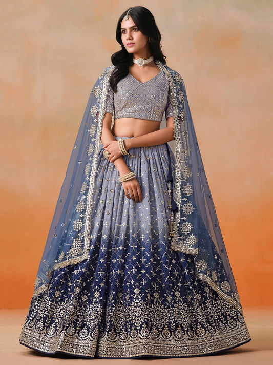 Rosa 3-teiliges Lehenga-Jacken-Set (Koti) mit Stickdetails