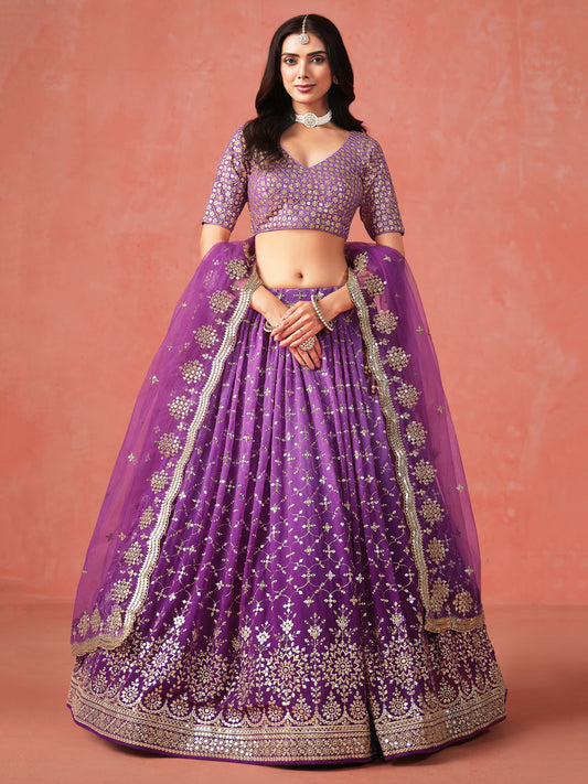 Rosa 3-teiliges Lehenga-Jacken-Set (Koti) mit Stickdetails