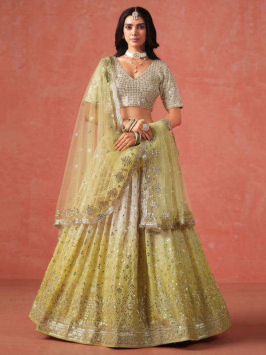 Rosa 3-teiliges Lehenga-Jacken-Set (Koti) mit Stickdetails