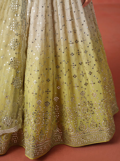 Rosa 3-teiliges Lehenga-Jacken-Set (Koti) mit Stickdetails