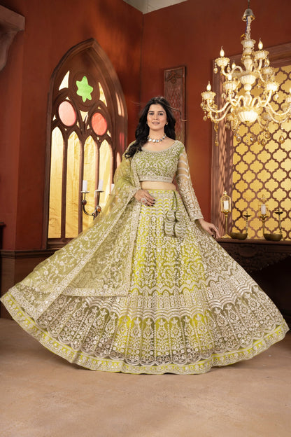 Elegant Pink Grey Bridal Lehenga with Zarkan Embroidery and Sequins