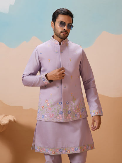Ensemble Kurta Homme avec Veste Jacket Violet Lavande COLLECTION JEET