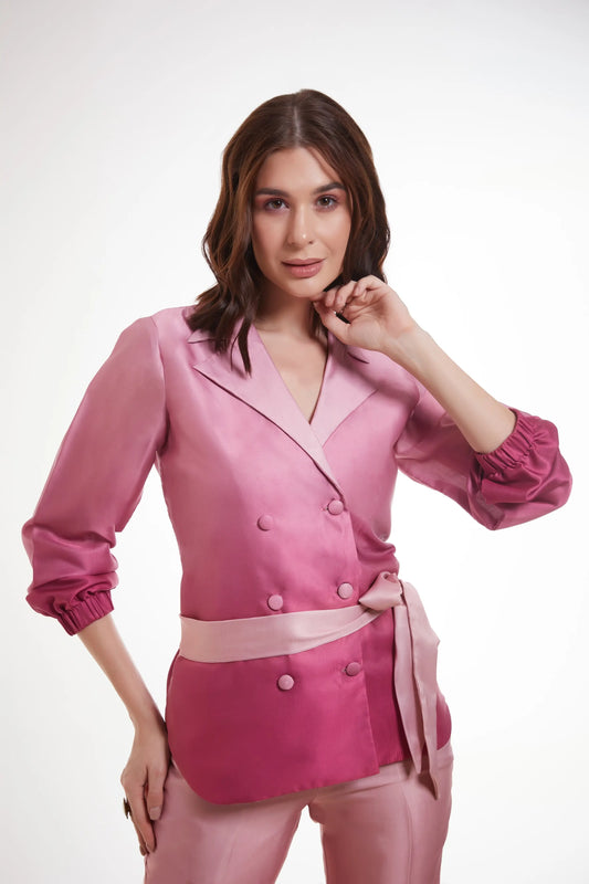 Rosa bedrucktes Satin-Set