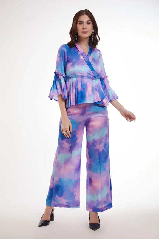 Lila bedrucktes Satin-Set