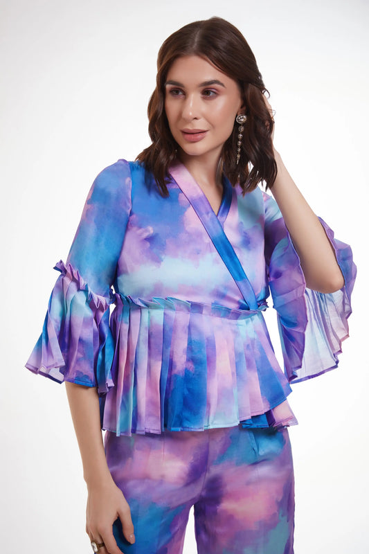 Lila bedrucktes Satin-Set
