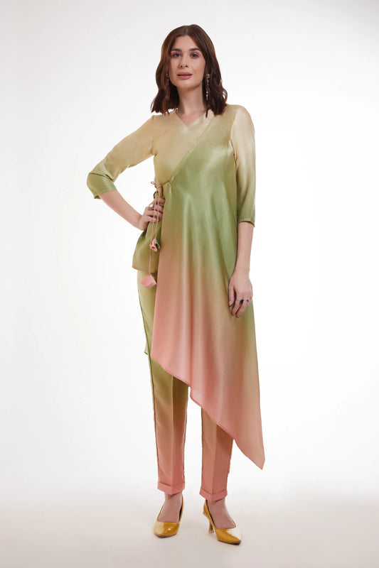 Mehrfarbig bedrucktes Satin-Set