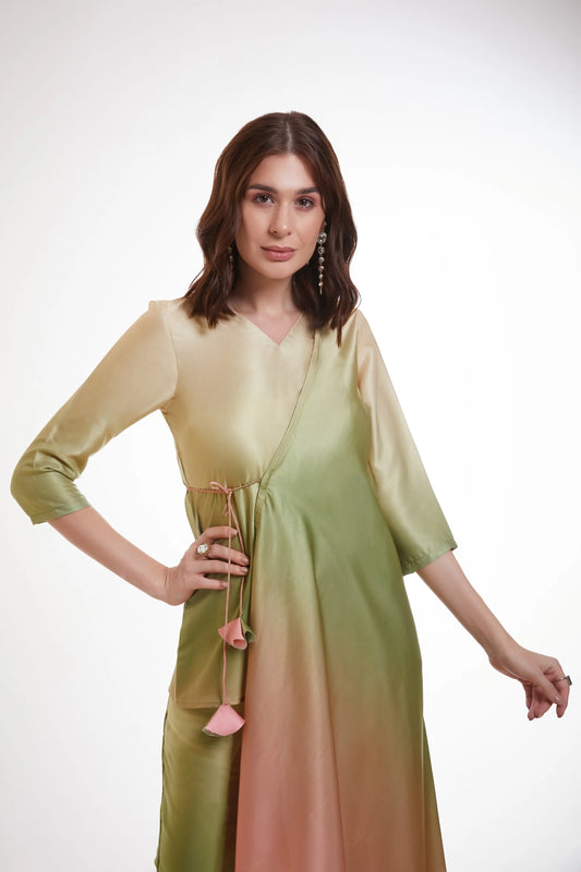Mehrfarbig bedrucktes Satin-Set