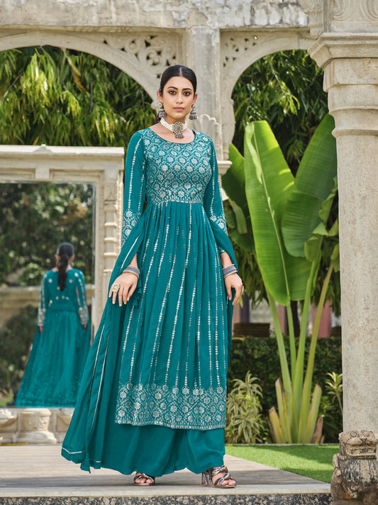 Wunderschönes langes Kurta aus Seide in Schwarz und Bronze