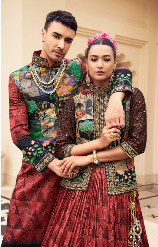 Eleganter rosa-grauer Braut-Lehenga mit Zarkan-Stickerei und Pailletten