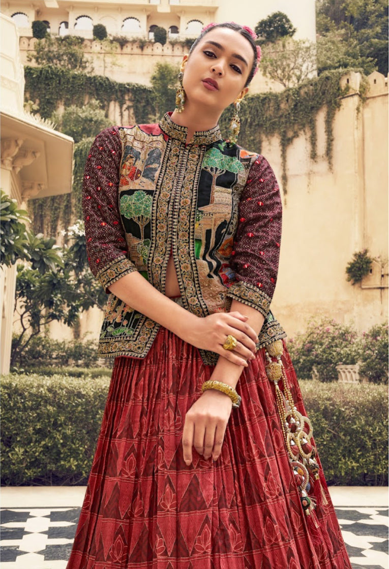 Eleganter rosa-grauer Braut-Lehenga mit Zarkan-Stickerei und Pailletten