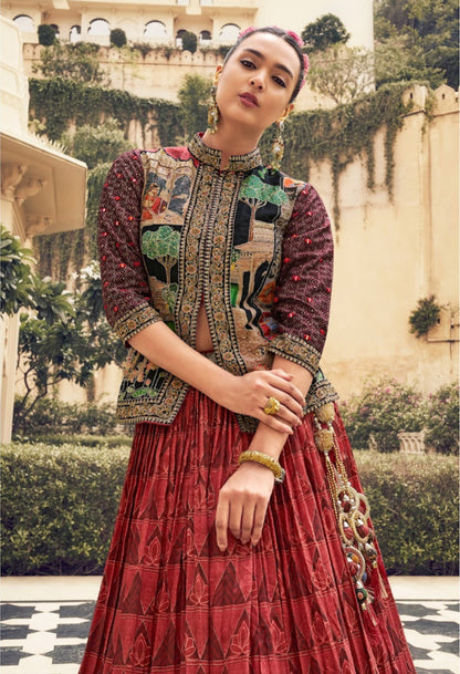 Eleganter rosa-grauer Braut-Lehenga mit Zarkan-Stickerei und Pailletten