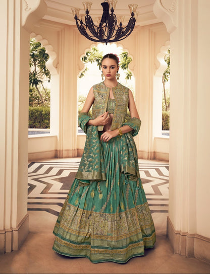 Eleganter rosa-grauer Braut-Lehenga mit Zarkan-Stickerei und Pailletten
