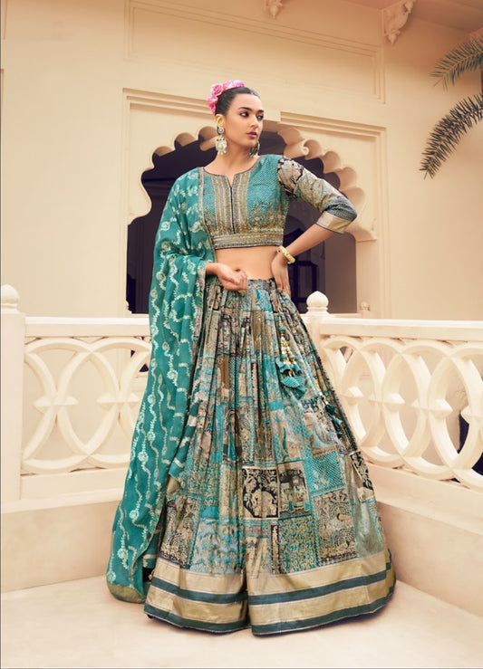 Eleganter rosa-grauer Braut-Lehenga mit Zarkan-Stickerei und Pailletten