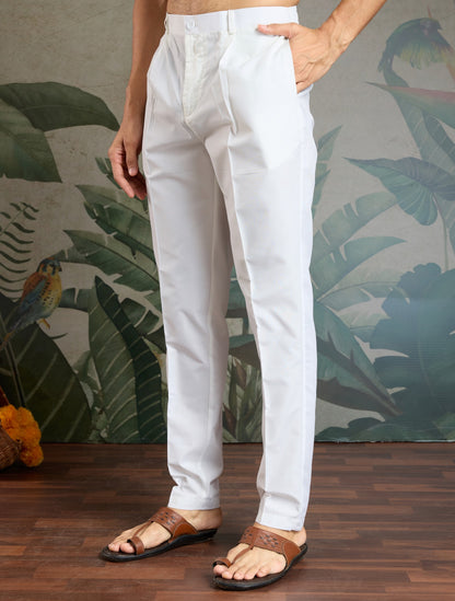 Kurta festif Homme blanc cassé en soie viscose avec broderies