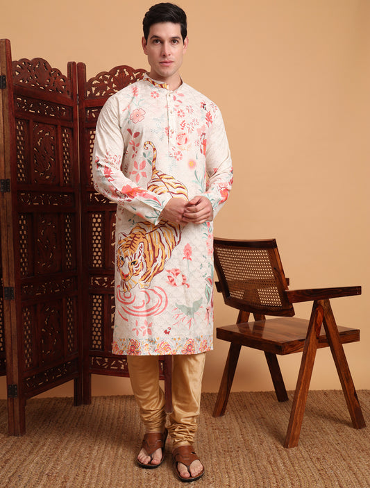 Himmelblaues Kurta mit Spiegelstickerei und Dupatta