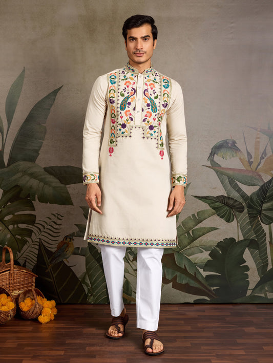 Himmelblaues Kurta mit Spiegelstickerei und Dupatta