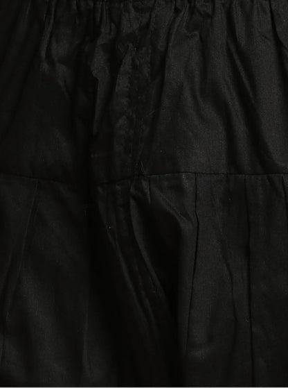 Kurta Pantalon Patiala Noir en Georgette et sequins à col dégagé