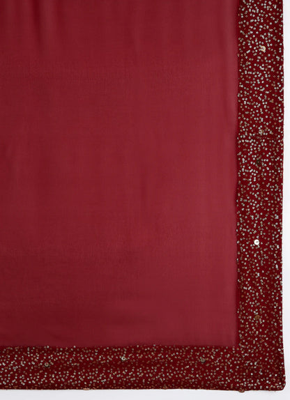 Kurta Pantalon Patiala Rouge Bordeaux en Georgette avec Dupatta COLLECTION YUVRAJ