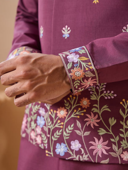 Ensemble Kurta Homme avec Veste Jacket violet foncé COLLECTION JEET