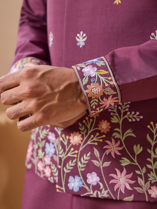 Ensemble Kurta Homme avec Veste Jacket violet foncé COLLECTION JEET