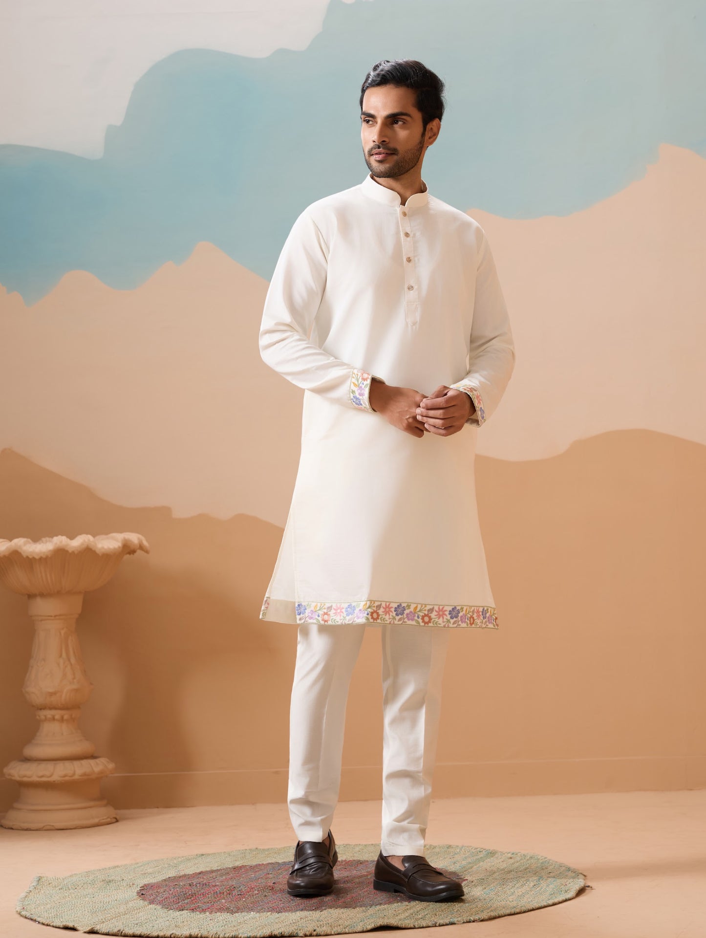 Ensemble Kurta Homme avec Veste Jacket Blanc COLLECTION JEET