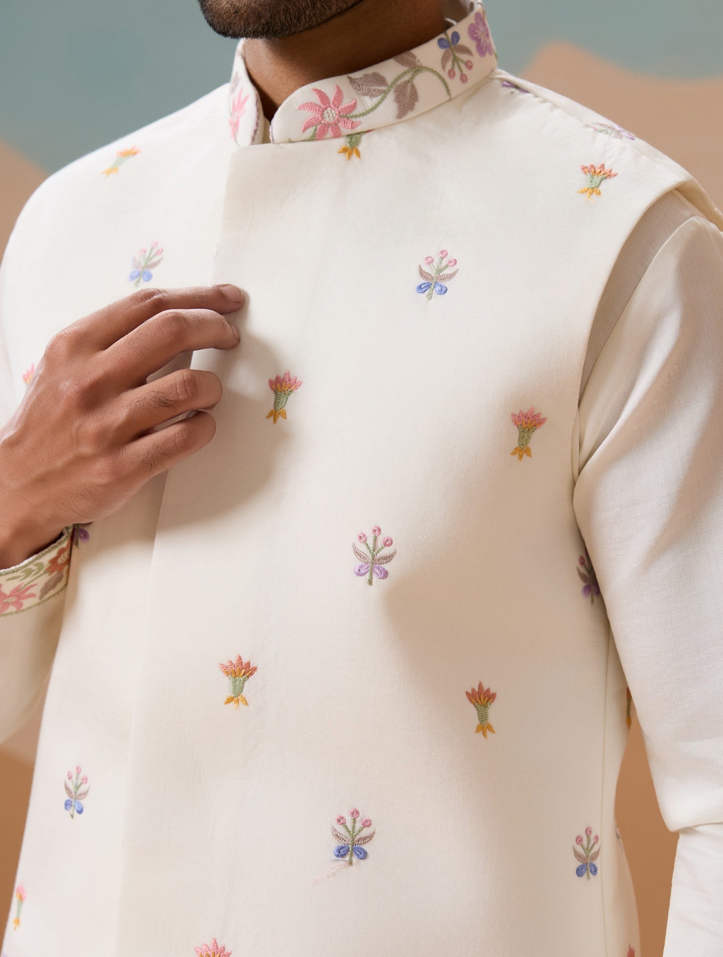 Ensemble Kurta Homme avec Veste Jacket Blanc COLLECTION JEET