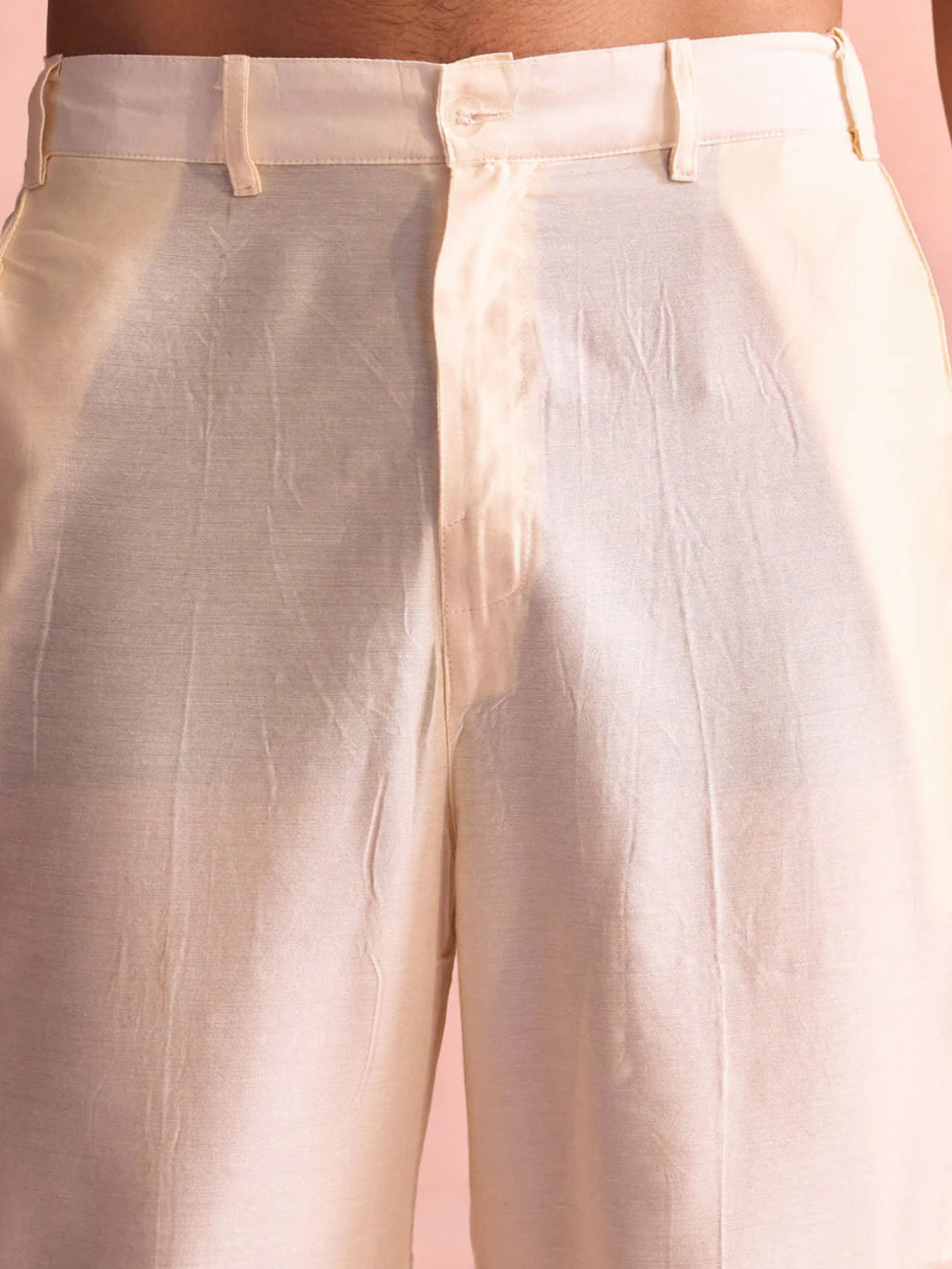 Ensemble Homme Sherwani blanc crème en georgette orné de sequins avec pantalon crème