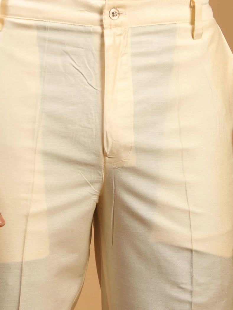 Ensemble Homme blanc crème au motif de miroirs raffiné avec pantalon uni