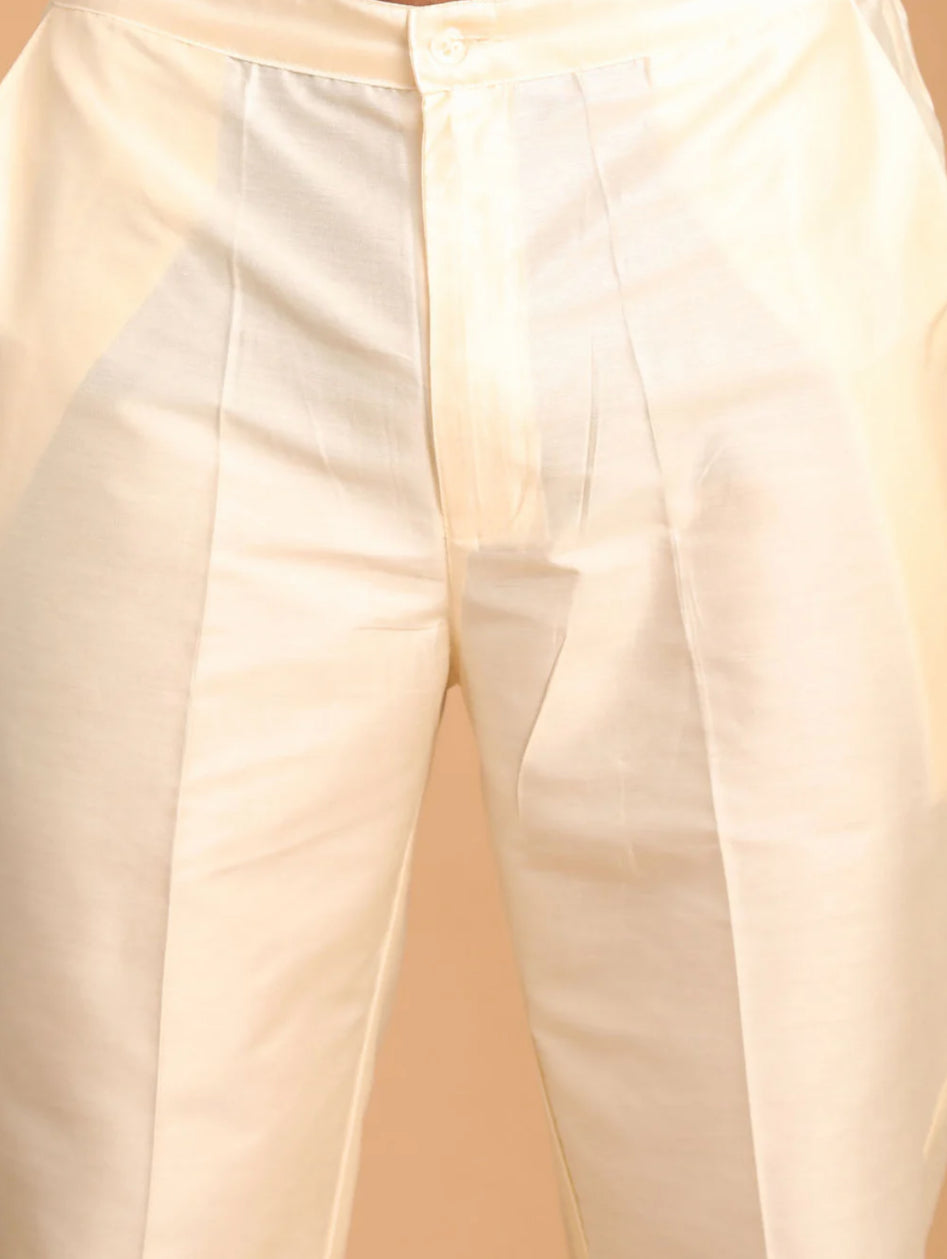 Ensemble Homme Kurta scintillant à motif rose clair avec pantalon uni