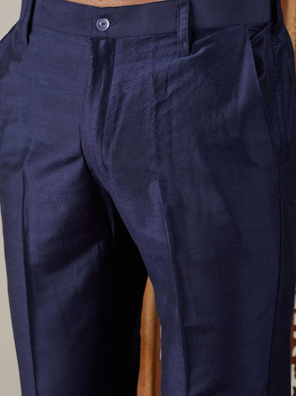 Ensemble Homme Sherwani avec Kurta Bleu Marine en Jacquard Premium