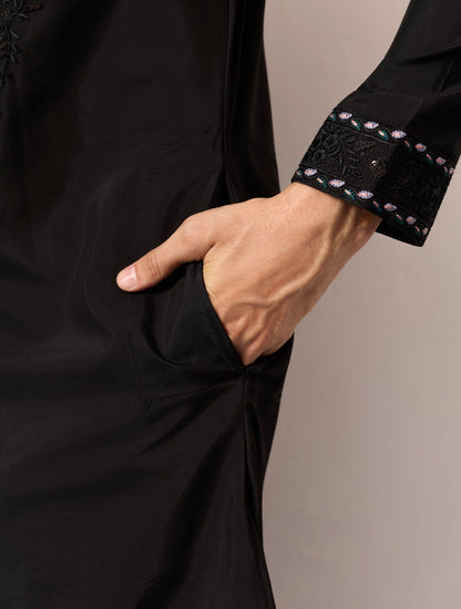 Sky blue kurta with mirror embroidery and dupatta