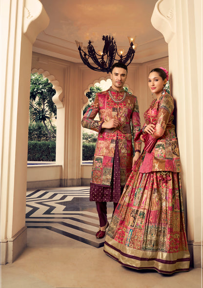 Eleganter rosa-grauer Braut-Lehenga mit Zarkan-Stickerei und Pailletten