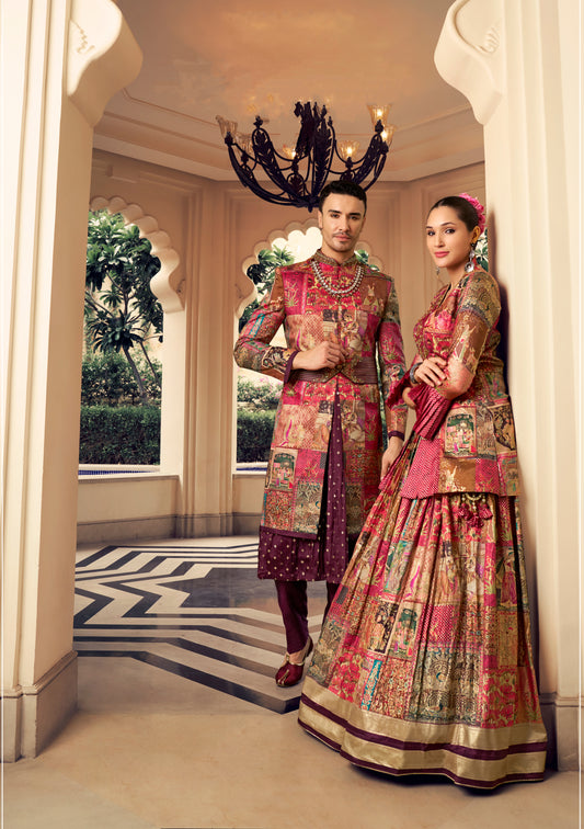 Eleganter rosa-grauer Braut-Lehenga mit Zarkan-Stickerei und Pailletten