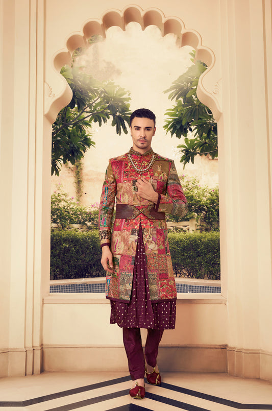 Eleganter rosa-grauer Braut-Lehenga mit Zarkan-Stickerei und Pailletten