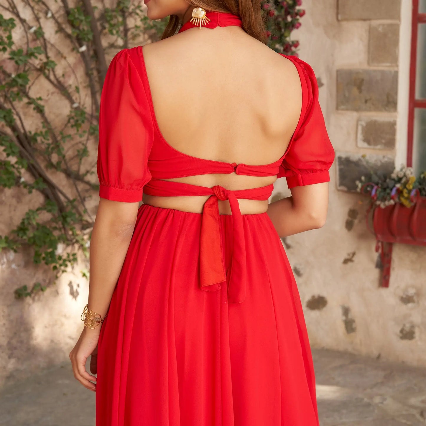 Rotes indo-westliches Georgette-Lehenga-Set