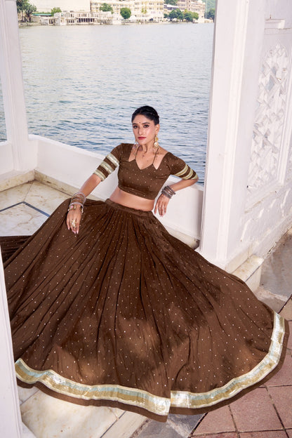 Lehenga de Navratri Chanderi JULLY marron