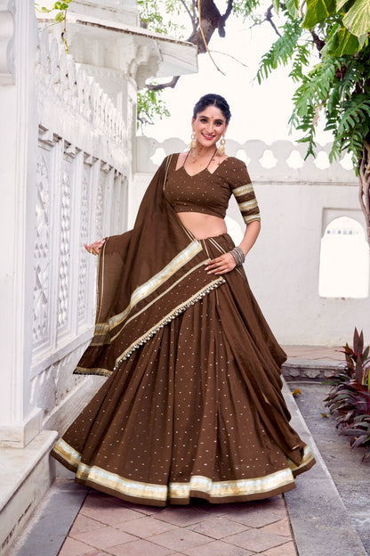 Lehenga de Navratri Chanderi JULLY marron