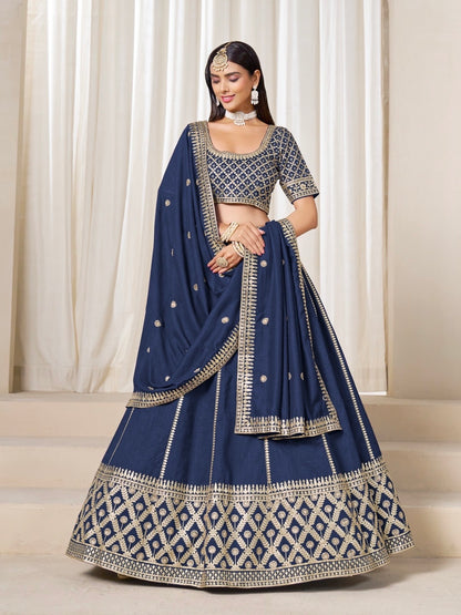 Eleganter rosa-grauer Braut-Lehenga mit Zarkan-Stickerei und Pailletten