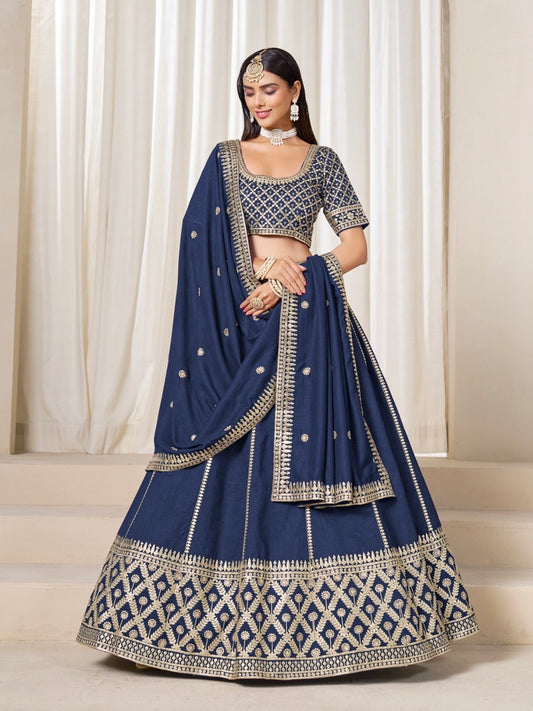 Eleganter rosa-grauer Braut-Lehenga mit Zarkan-Stickerei und Pailletten