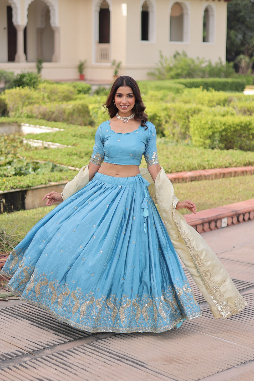 Elegant Pink Grey Bridal Lehenga with Zarkan Embroidery and Sequins