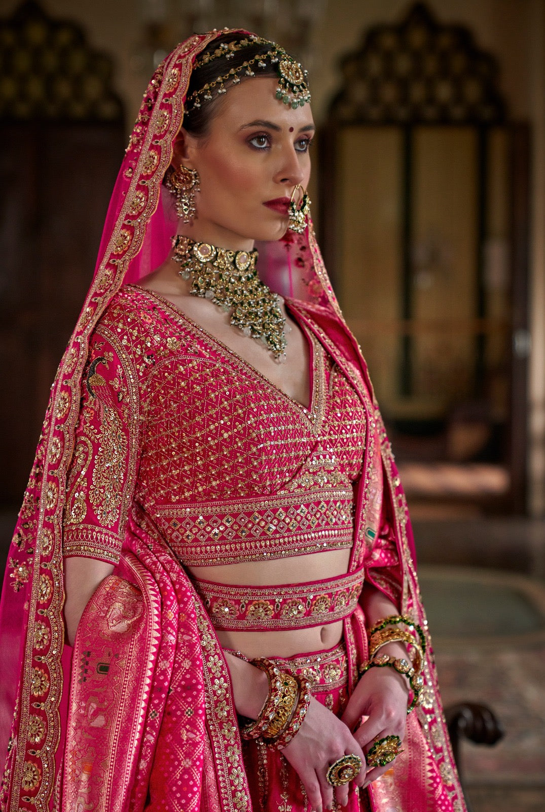 Exclusive Designer Fuchsia Pink Bridal Lehenga with Embroidered and Applique Work NAVYA COLLECTION 2025