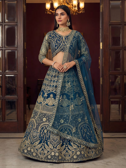 Eleganter rosa-grauer Braut-Lehenga mit Zarkan-Stickerei und Pailletten