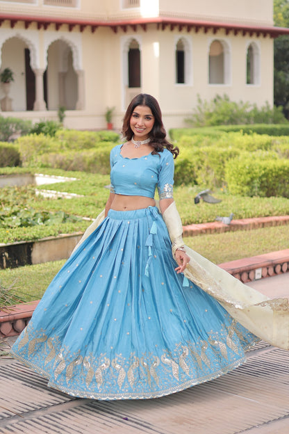 Elegant Pink Grey Bridal Lehenga with Zarkan Embroidery and Sequins