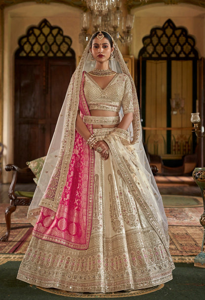 Exclusive Designer Fuchsia Pink Bridal Lehenga with Embroidered and Applique Work NAVYA COLLECTION 2025